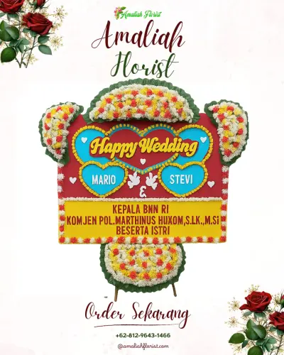 Karangan Papan Bunga Pernikahan di Koang Jaya